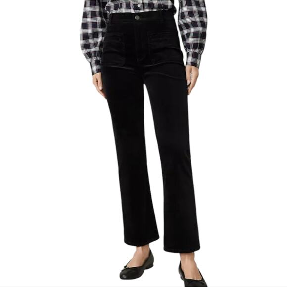 Loft Modern Bootcut Black Velvet Chic Black Flare Pants Size 10 P Petite - Picture 7 of 12